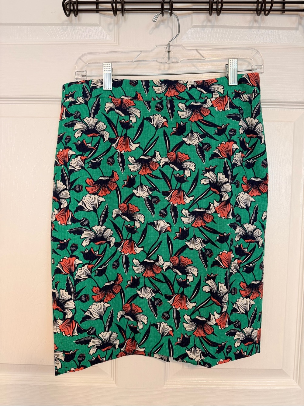 J Crew Floral Pencil Skirt in Emerald Green